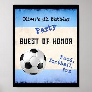 Spaß Fußball Kinderparty Blau Ehrengast Poster