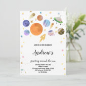 Spaß Galaxy Party Thema für Kinder Einladung (Stehend Vorderseite)