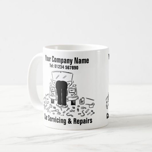 Spaß Garage Auto Service & Reparaturen Kaffeetasse (Vorderseite Links)