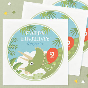 Spaß Geburtstag Dinosaur Triceratops Individuelle Serviette