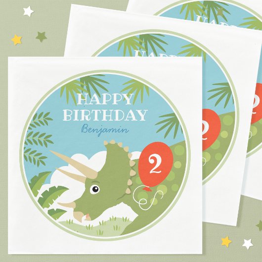 Spaß Geburtstag Dinosaur Triceratops Individuelle Serviette