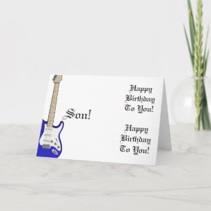 Spaß, Geburtstag Gruß für einen Sohn, blaue Gitarr Karte