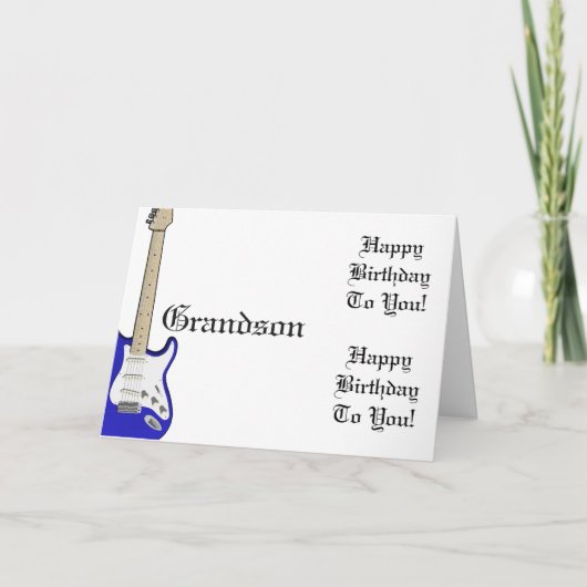 Spaß, Geburtstag Gruß für Enkel, blaue Gitarre. Karte (Vorderseite)