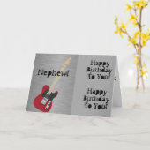 Spaß, Geburtstag Gruß für Neffen, rote Gitarre. Karte (Gelbe Blume)