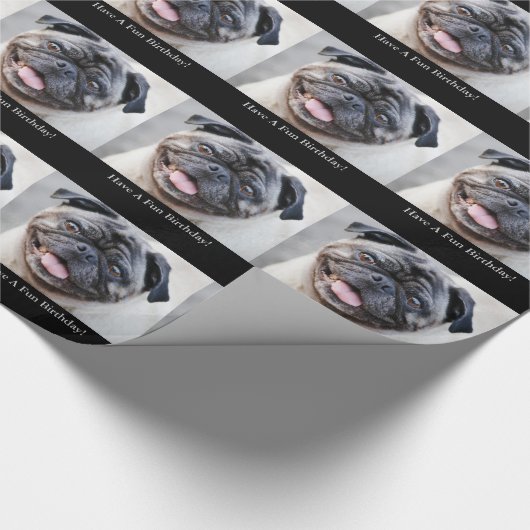 Spaß-Geburtstag, niedlicher Mops, Geschenkpapier (Ecke)
