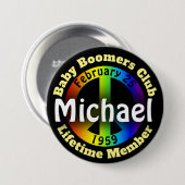 Spaß-Geburtstags-Baby Bommers/Hippie Button (Vorne & Hinten)