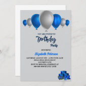 Spaß Geburtstagsparty bunte Ballons Einladung (Vorne/Hinten)