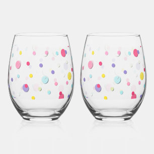 Spaß gefüllt farbenfrohe Polka Dot Print Weinglas Ohne Stiel
