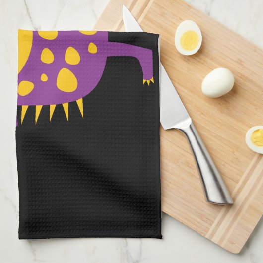 Spaß-gelbe lila Monster-Geschöpf-Geschenke für Küchentuch (Viertel Falte)