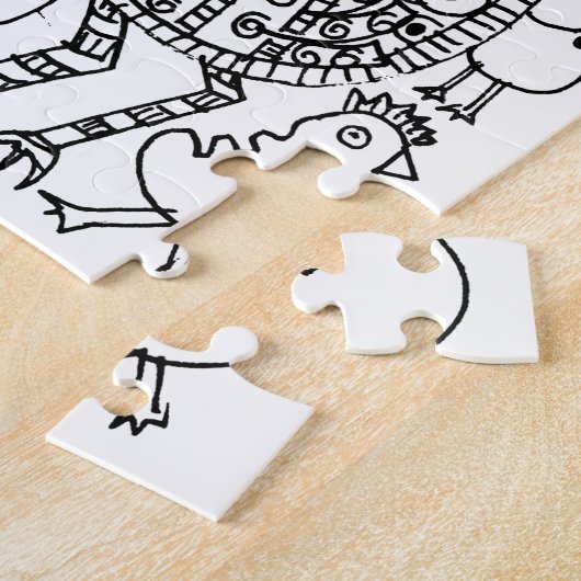 Spaß Gemusterte Schwarz-Weiß-Vögel Puzzle (Seite)