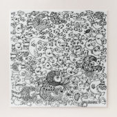 Spaß Gemusterte Schwarz-Weiß-Vögel Puzzle (Horizontal)