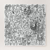 Spaß Gemusterte Schwarz-Weiß-Vögel Puzzle (Vertikal)