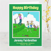 Spaß Geschenk für Golfer. Der Golfspieler hat ein  Karte (Gelbe Blume)