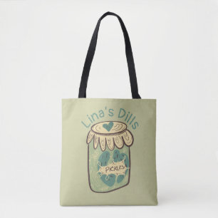 Spaß-Glas mit eingelegten Dill-Gurken grün Lebensm Tasche