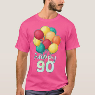 Spaß glücklich 90 Jahre alte farbenfrohe Balloons T-Shirt