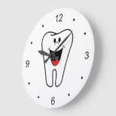 Spaß glücklich lächelnder Stand für Zahnärzte Große Wanduhr (Winkel)