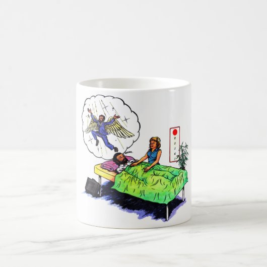 Spaß glücklich Typ bekommt eine Reiki Behandlung u Kaffeetasse (Mittel)