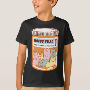 Spaß glückliche Pillen KatzenNiedliche psychische T-Shirt