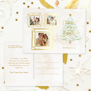 Spaß Gold Doodle Frame Weltfrieden 3-Foto Folien Feiertagspostkarte