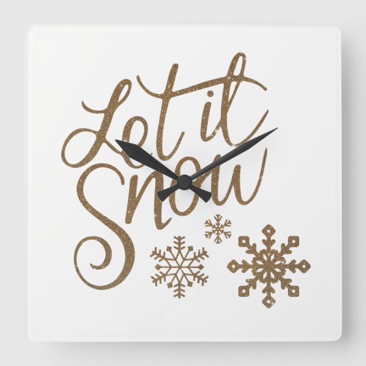 Spaß Gold Glitzern lassen es schnee Quadratische Wanduhr (Vorderseite)