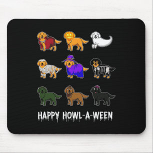 Spaß Golden Retriever Hund Halloween Happy Howl-o- Mousepad