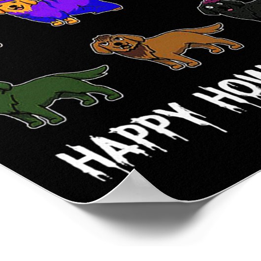 Spaß Golden Retriever Hund Halloween Happy Howl-o- Poster (Ecke)