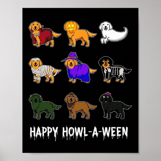 Spaß Golden Retriever Hund Halloween Happy Howl-o- Poster (Vorne)
