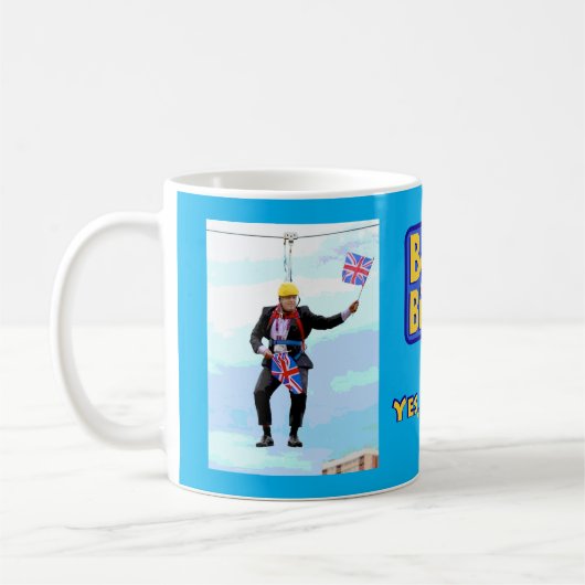Spaß grafischer Boris Johnson Brexit von Europas Kaffeetasse (Links)