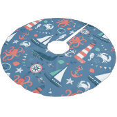Spaß-grafisches nautischmuster polyester weihnachtsbaumdecke (Schrägansicht)