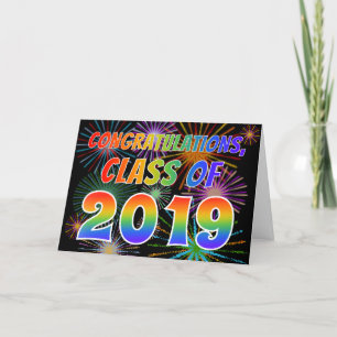 Spaß "GRATULATIONS, CLASS OF 2019" (Fireworks) Karte