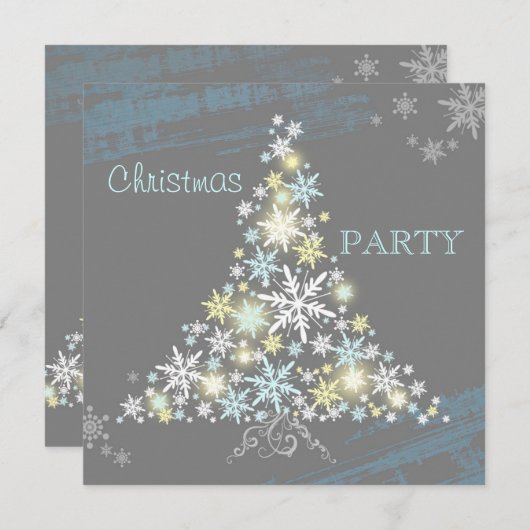 Spaß-Groovy Schneeflocke-Baum-WeihnachtsParty Einladung (Vorne/Hinten)