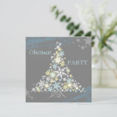 Spaß-Groovy Schneeflocke-Baum-WeihnachtsParty Einladung (Stehend Vorderseite)
