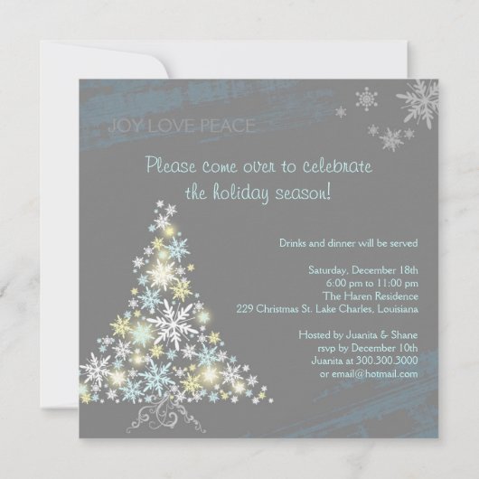 Spaß-Groovy Schneeflocke-Baum-WeihnachtsParty Einladung (Rückseite)