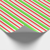 Spaß Grün, Weiß, Rot Inspirierte Streifen Geschenkpapier (Ecke)