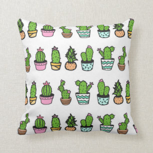 Spaß-grünes u. weißes Kaktus-Druck-Wurfs-Kissen Kissen