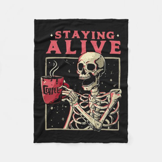 Spaß Halloween Bleibe Alive Coffee Skeleton Bleibe Fleecedecke (Vorderseite)