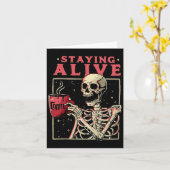 Spaß Halloween Bleibe Alive Coffee Skeleton Bleibe Karte (Gelbe Blume)