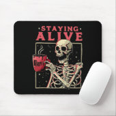 Spaß Halloween Bleibe Alive Coffee Skeleton Bleibe Mousepad (Mit Mouse)