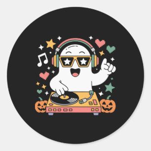 Spaß Halloween Ghost DJ mit Turntable Music Kosten Runder Aufkleber