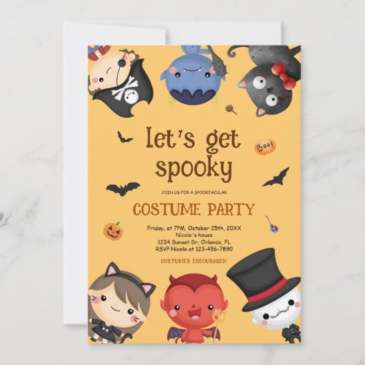 Spaß Halloween Kostüm Party Kinder Niedlich Einladung (Vorderseite)