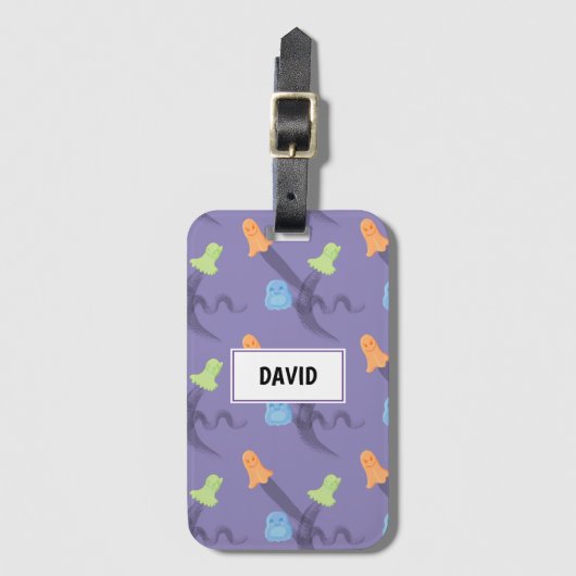 Spaß Halloween mit niedlichen Geistern, anpassbar Gepäckanhänger (Vorderseite Vertikal)