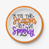 Spaß Halloween Spooky Zitat Orange Lila Party Pappteller (Vorderseite)