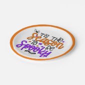 Spaß Halloween Spooky Zitat Orange Lila Party Pappteller (Schrägansicht)