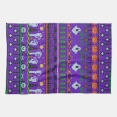 Spaß Halloween-Stoff lila Strickmuster Geschirrtuch (Horizontal)