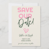 Spaß handgeschriebene Whimsical Pastel Summer Wedd Save The Date (Vorderseite)