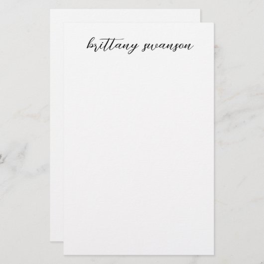 Spaß Handgeschriebener Stil Name in Schwarz und We Briefpapier (Vorne/Hinten)