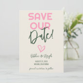 Spaß handgeschriebenes Whimsical Summer Foto Hochz Save The Date (Stehend Vorderseite)