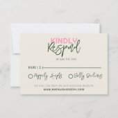 Spaß handschriftlich Whimsical Funky Unique Weddin RSVP Karte (Vorderseite)