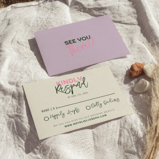 Spaß handschriftlich Whimsical Funky Unique Weddin RSVP Karte