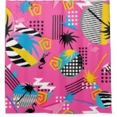 Spaß hell und kühn 80er Nostalgie Muster Duschvorhang (Vorderseite)